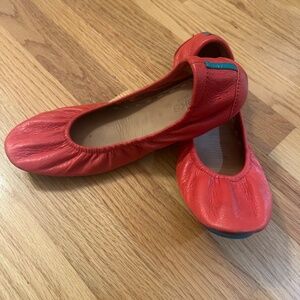 Tieks Poppy Orange Coral Leather Ballet Flats Shoes Women’s 8